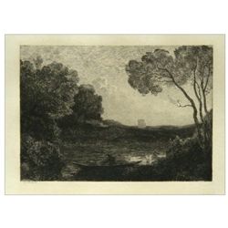 Jean-Baptiste Corot Etching "Soleil Couchant" on Japon Paper