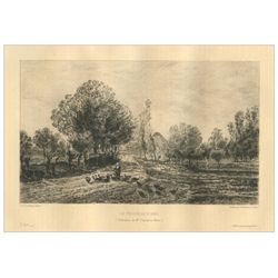 Charles Daubigny "Le Troupeau d'Oies" Etching