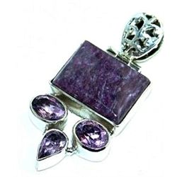 Charoite & Amethyst Pendant