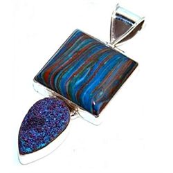 Rainbow Calsilica & Titanium Drusy Pendant