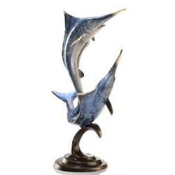 DOUBLE MARLIN BRONZE SCULPTURE