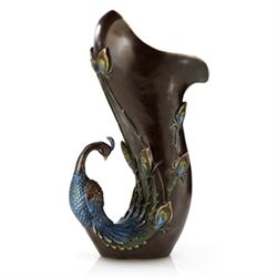 CAST BRONZE PEACOCK VASE