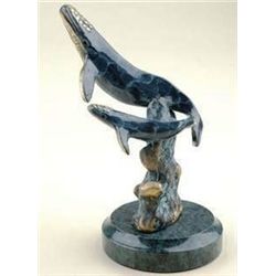 WHALE WITH BABY BRONZE SCULPTURE