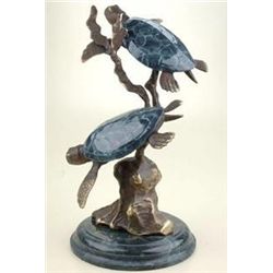 SEA TURTLE PAIR BRONZE SCULPTURE