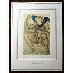 DALI HAND SIGNED ORIG. COLORED WOOD ENGRAVING - 1960