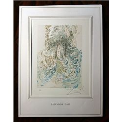 DALI HAND SIGNED ORIG. COLORED WOOD ENGRAVING - 1960