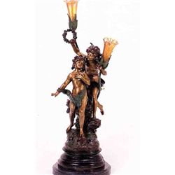 "LOVE SONG" BRONZE SCULPTURE LAMP - A. MOREAU