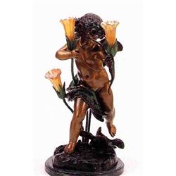 "CUPID" BRONZE SCULPTURE LAMP -  A. MOREAU