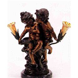  CONFIDENCE  BRONZE SCULPTURE LAMP - A. MOREAU