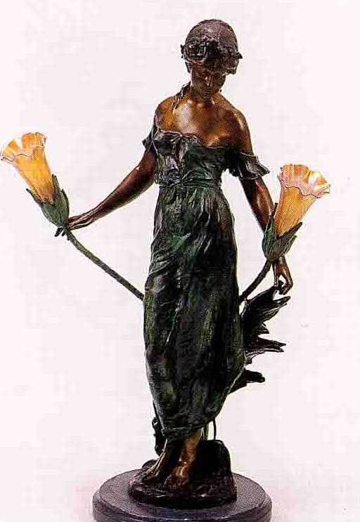"MAIDEN" BRONZE SCULPTURE LAMP A. MOREAU