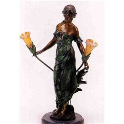 "MAIDEN" BRONZE SCULPTURE LAMP - A. MOREAU