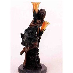  GOLDEN GIRL  BRONZE SCULPTURE LAMP - A. MOREAU