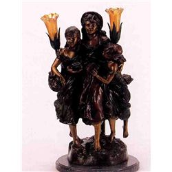  SCHOOL  TEACHER  BRONZE SCULPTURE LAMP - A.  MOREAU