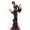 Image 1 : "GIRL WITH BASKET OF FLOWERS" BRONZE SCULPTURE LAMP - FLORA