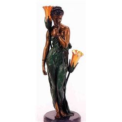  EGYPTIAN GIRL  BRONZE SCULPTURE LAMP - COLINET