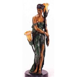  EGYPTIAN GIRL  BRONZE SCULPTURE LAMP - COLINET