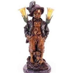  ALPINE BOY  BRONZE SCULPTURE LAMP - HAUBNER