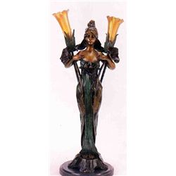 "SPRING FLOWERS" BRONZE SCULPTURE LAMP - AMTNIPSON