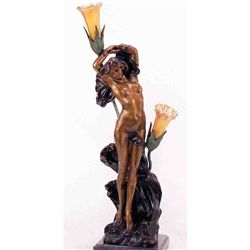  NUDE WITH WAVE  BRONZE SCULPTURE LAMP -  CARADARRI