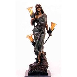 "WOMAN IN BONDAGE" BRONZE SCULPTURE LAMP - VILLANIS