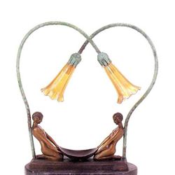  DECO GIRLS  BRONZE SCULPTURE LAMP - FAYRAL