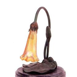 "SINGLE LOTUS BUT" BRONZE SCULPTURE LAMP - TIFFANY