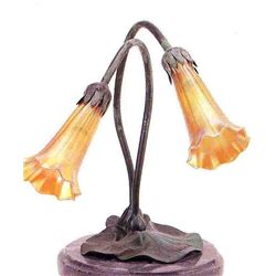 "DOUBLE LOTUS BUT" BRONZE SCULPTURE LAMP - TIFFANY