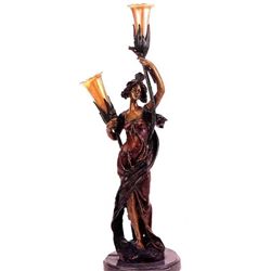 "ROSE GIRL" BRONZE SCULPTURE LAMP - ROCHE