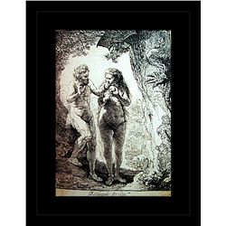 Rembrandt Erotic Sketch Lithograph