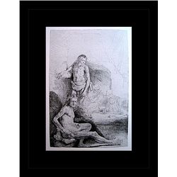 Rembrandt Erotic Sketch Lithograph