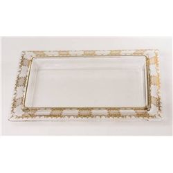 ITALIAN CRYSTAL TRAY W/ GOLD ARTWORK