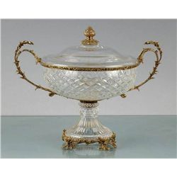 ITALIAN CRYSTAL LIDDED BOWL