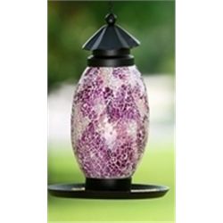 PINK GLASS BIRD FEEDER