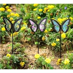 3 MOSAIC GLASS BUTTERFLY STAKES