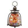 Image 1 : PINK & AMBER MOSAIC GLASS LANTERN / CANDLE HOLDER