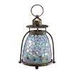 Image 1 : BLUE & GREEN MOSAIC GLASS LANTERN / CANDLE HOLDER