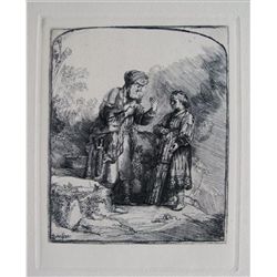 Rembrandt ABRAHAM & ISAAC Etching