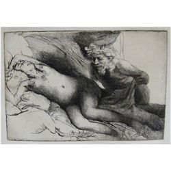 Rembrandt JUPITER & ANTIOPE Large Plate Etching