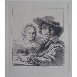 Rembrandt SELF PORTRAIT WITH SASKIA Etching