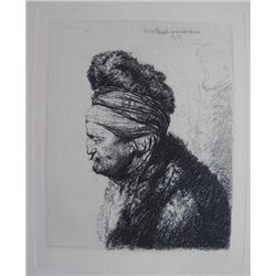 Rembrandt THE SECOND ORIENTAL HEAD Etching