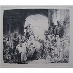 Rembrandt THE TRIUMPH OF MORDECHAI Etching