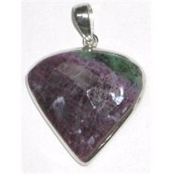 STERLING SILVER .925 *RUBY ZOISITE* BEAUTIFUL LARGE HEART PENDANT TOTAL WEIGHT IS 12.89 GRAMS!!