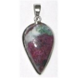 STERLING SILVER .925 RUBY ZOISITE BEAUTIFUL LARGE TEAR DROP SHAPE PENDANT TOTAL WEIGHT IS 6.70 GRAMS