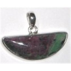 STERLING SILVER .925 *RUBY ZOISITE* BEAUTIFUL LARGE HALF MOON SHAPE PENDANT TOTAL WEIGHT IS 6.13 G!!