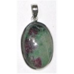 STERLING SILVER .925 *RUBY ZOISITE* BEAUTIFUL LARGE OVAL SHAPE PENDANT TOTAL WEIGHT IS 7.28 GRAMS!!