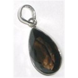 STERLING SILVER .925 *SMOKY TOPAZ* BEAUTIFUL LARGE TEAR DROP SHAPE PENDANT TOTAL WEIGHT IS 5.07 GRAM
