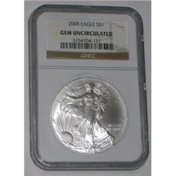 2008 CERTIFIED 1oz SILVER EAGLE *CERTIFIED BY NGC GEM UNCIRCULATED*!! SILVER EAGLE CAME OUT OF SAFE!