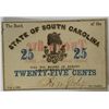 Image 1 : 1863 TWENTY FIVE CENT SOUTH CAROLINA NOTE