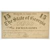 Image 1 : 1863 FIFTEEN CENT STATE OF GEORGIA NOTE