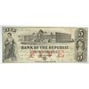Image 1 : 1853 $5 BANK OF THE REPUBLIC NOTE